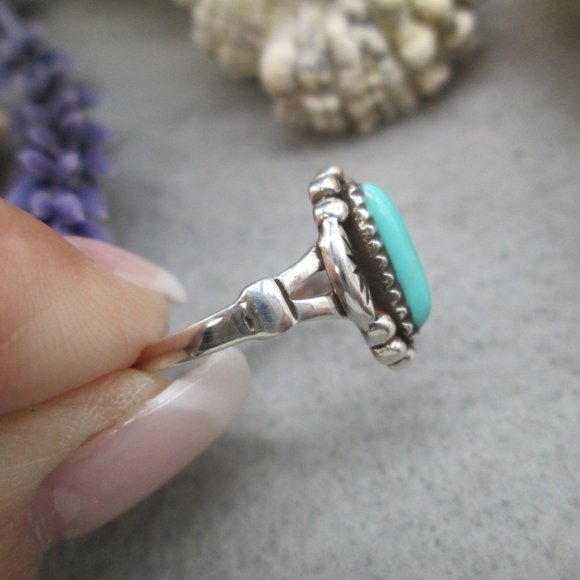 Dainty Native American Sterling Silver & Turquoise Ring, Southwestern,925 ring - Picture 10 of 11